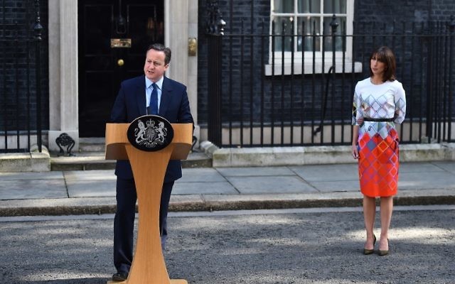 David Cameron, Premier ministre sortant du Royaume-Uni au 10 Downing Street, le 24 juin 2016. (Crédit : AFP/Ben Stansall)
