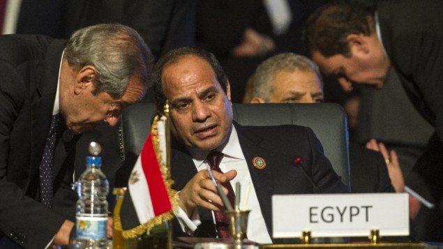 Le président égyptien Abdel Fattah el-Sissi (au centre) au cours d'un sommet sur l'Afrique, à Sharm el-Sheikh, le 10 juin 2015 (Crédit : AFP photo / Khaled Desouki)