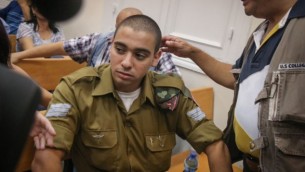 Elor Azaria devant la Cour militaire de Jaffa, le 5 juillet 2016. (Crédit : Flash90)