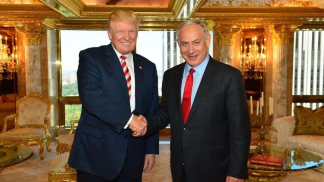 Donald Trump et Benjamin Netanyahu, le 25 septembre 2016 à New York (Crédit : Kobi Gideon/GPO)