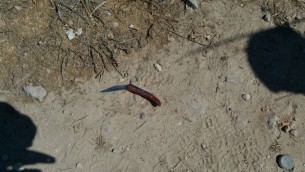 Couteau appartenant à un Palestinien arrêté quand il s'est approché d'un haut gradé israélien, près de l'implantation de Negohot, en Cisjordanie, au sud ouest de Hébron, le 30 septembre 2016. (Crédit : unité des porte-paroles de l'armée)