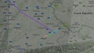 Itinéraire du vol de Dusseldrof à Tel Aviv, qui a été détourné vers Munich le 6 octobre 2016. (capture d'écran : flightradar24.com)