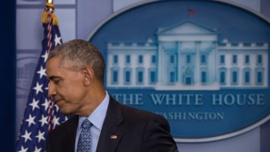Le président américain Barack Obama après sa dernière conférence de presse présidentielle à la Maison Blanche, le 18 janvier 2017. (Crédit : Nicholas Kamm/AFP)