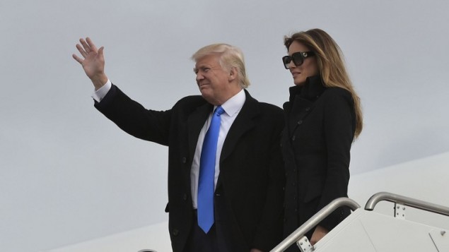 Donald Trump et son épouse Melania, le 20 janvier 2017 (Crédit : AFP/MANDEL NGAN)
