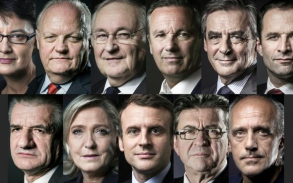 Les 11 candidats à l'élection présidentielle française de 2017. (Crédit : Joël Saget/Eric Feferberg/AFP)