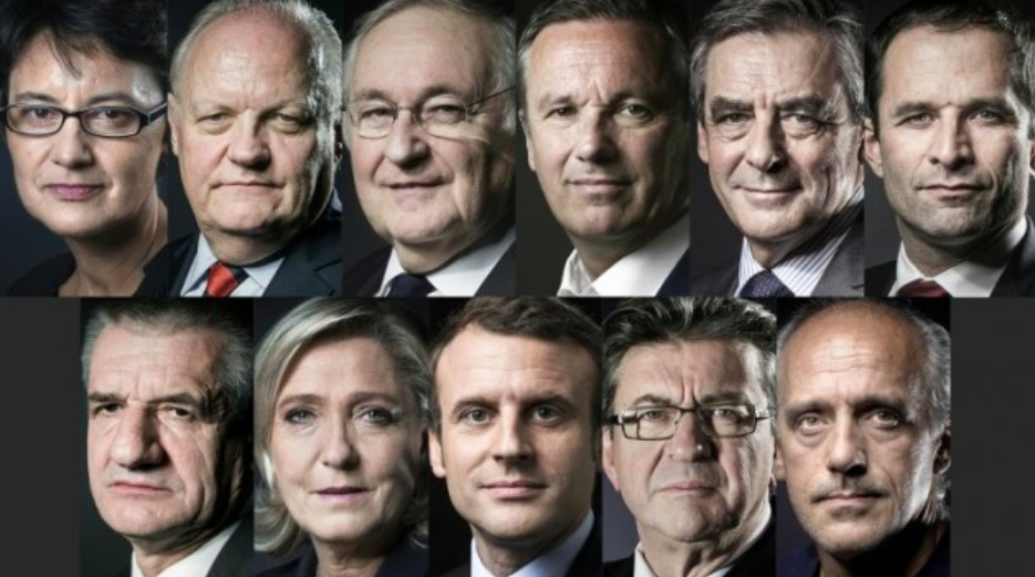Les 11 candidats à l'élection présidentielle française de 2017. (Crédit : Joël Saget/Eric Feferberg/AFP)