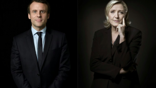 Emmanuel Macron et Marine Le Pen sont qualifiés pour le 2e tour de l'élection présidentielle française, le 23 avril 2017. (Crédit : Eric Feferberg et Joël Saget/AFP)