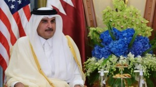 L'émir du Qatar, le cheikh Tamim Ben Hamad Al-Thani, à Ryad, lors de la visite du président américain Donald Trump, le 21 mai 2017. (Crédit : Mandel Ngan/AFP)