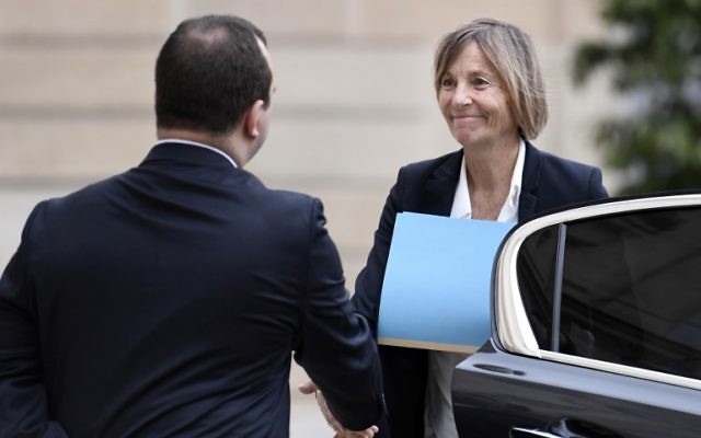 Marielle de Sarnez, ministre française des Affaires européennes, à l'Elysée, le 24 mai 2017. (Crédit : Stéphane de Sakutin/AFP)