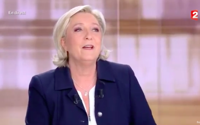 Marine Le Pen, le 4 mai 2017 (Crédit : capture d'écran France TvInfo)