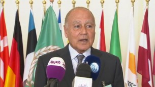 Ahmed Aboul Gheit, dirigeant de la Ligue arabe, en avril 2017. (Crédit : capture d'écran YouTube)