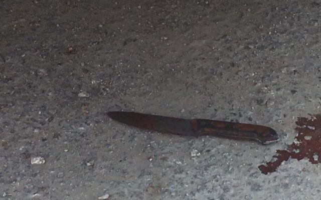 Un couteau utilisé par un Palestinien pour tenter de poignarder des soldats près du village palestinien de Teqoa, dans le centre de la Cisjordanie, le 20 juillet 2017. (Crédit : unité des porte-paroles de l'armée israélienne)