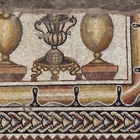 La célèbre mosaïque de Lod (Crédit : Niki Davidov, Autorité des Antiquités d'Israël)