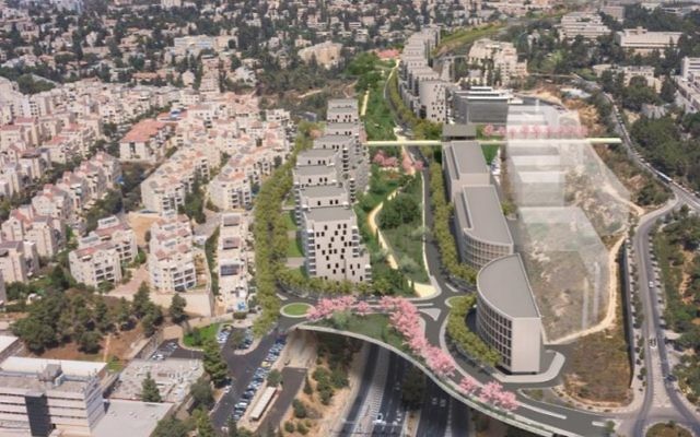 Illustration du projet de construction sur l'autoroute Begin, à Jérusalem. (Crédit : Dagan Advanced Visual Solutions)