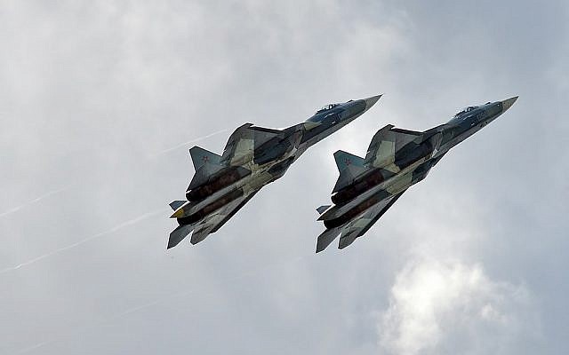 Des avions Su-57. (Crédit : Anna Zvereva, CC BY-SA 2.0, Flickr)