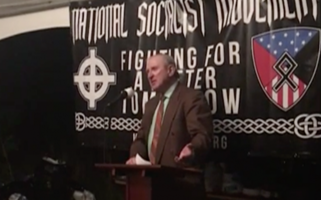 Le leader néo-nazi Arthur Jones parle au Kentucky, en avril 2017 (capture d'écran YouTube)