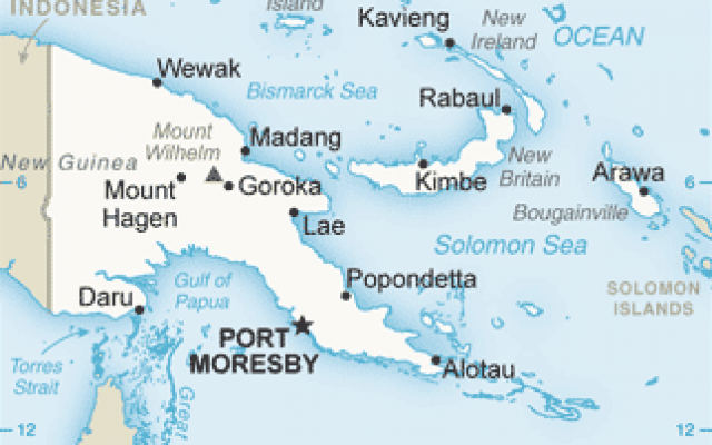 Carte de la Papouasie-Nouvelle-Guinée (Domaine public)