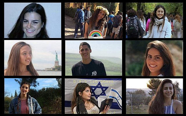 Montage photo des 9 des 10 victimes d'une inondation soudaine dans le sud d'Israël le 27 avril 2018 : Ilan Bar Shalom (en haut à gauche), Shani Shamir (en haut, au centre), Agam Levy (en haut à droite), Romi Cohen ( milieu, gauche), Tzur Alfi (milieu, centre), Ella Or (milieu, droite), Gali Balali (bas, gauche), Maayan Barhum (bas, centre), Yael Sadan (bas, droite) (Crédit : Autorisation Facebook)