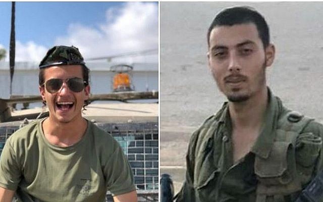 Une photo montage montre le sergent Yosef Cohen (G) et le sergent d'état-major Yovel Mor Yosef de la Brigade Kfir de l'Armée israélienne. Les deux jeunes hommes ont été tués le 13 décembre 2018 lors d'un attentat terroriste à l'extérieur de l'avant-poste de Givat Assaf, dans le centre de la Cisjordanie. (Armée israélienne)