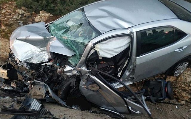La scène d'un accident de voiture mortel dans le nord d'Israël, le 25 janvier 2019 (Services d'incendie et de sauvetage)