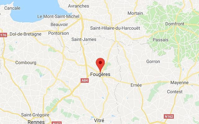 Localisation de la ville de Fougères en Bretagne (Crédit: capture d'écran Google Map)