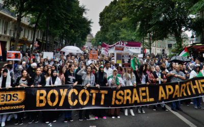 Illustration : Une manifestation du mouvement BDS en France. (Crédit : CC BY-SA, Odemirense, Wikimedia commons)