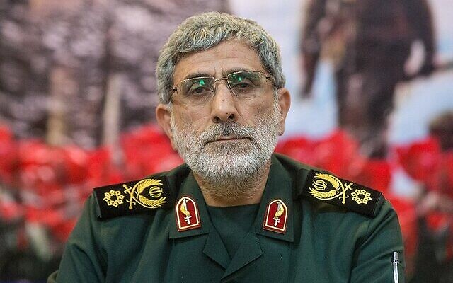 Esmaïl Qaani, nouveau chef de la force Al-Qods après la mort de son commandant Qassem Soleimani dans un raid américain sur l'aéroport de Bagdad le 2 janvier 2020. (Crédit : Twitter / Mahdi Bakhtiari)