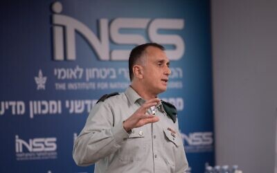 Le chef du renseignement militaire israélien Tamir Hyman au think tank Institute for National Security Studies à Tel Aviv le 28 janvier 2020. (Crédit : armée israélienne)
