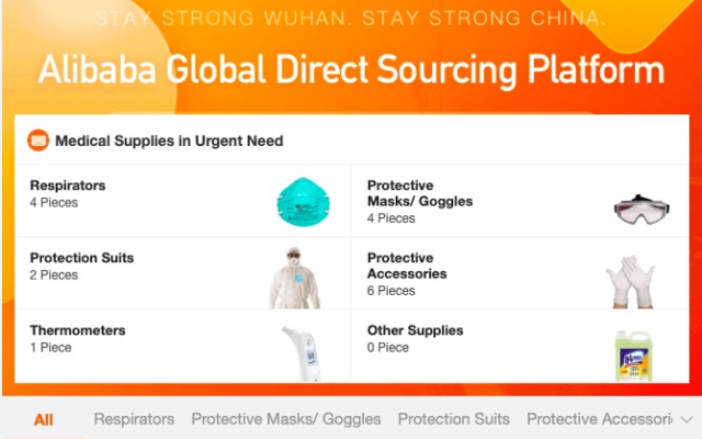 Une capture d'écran du site Alibaba (Crédit: Alibaba)