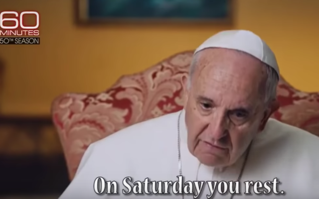 Le pape François vantant les mérites du Shabbat (Capture d'écran YouTube)