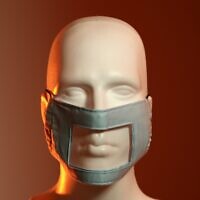 Un masque conçu par l'Association des personnes sourdes d'Israël pour une exposition démarrant le 10 juin 2020 au Musée du design de Holon. (Autorisation : Ran Yehezkel)
