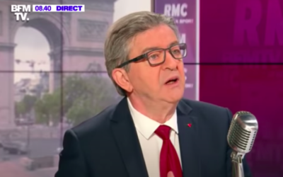 Jean-Luc Mélenchon, invité de l'émission "Bourdin Direct" diffusée sur BFMTV et la radio RMC, en juillet 2020. (Crédit : capture d’écran BFMTV)