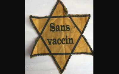 L’étoile jaune des victimes juives du nazisme reprise par des internautes anti-vaccin COVID. (Crédit : capture d’écran Twitter)