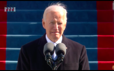 Joe Biden à sa prestation de serment, le 20 janvier 2021. (Crédit : capture d'écran YouTube)
