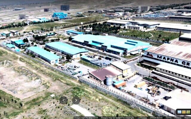 L'usine de fabrication de pièces détachées de centrifugeuses près de Karaj, en Iran, une photo publiée en ligne par Edward Majnoonian,  usager de Google, au mois de mai 2019. (Capture d'écran/Google Maps)