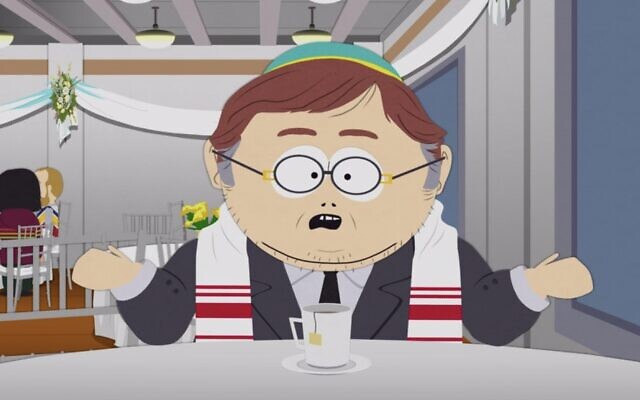 Eric Cartman, version adulte (Trey Parker) est maintenant un rabbin dans "South Park : Post COVID." (Crédit : Capture d'écran via Paramount Plus via JTA)
