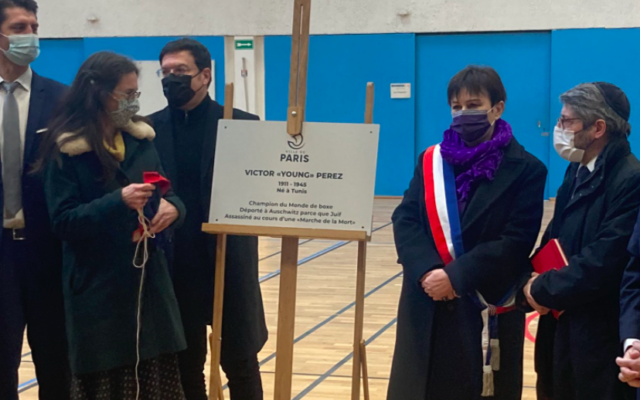 L’'inauguration du gymnase Victor "Young" Perez à Paris, le 24 janvier 2022. (Crédit : Laurence Patrice / Mairie de Paris / Twitter)
