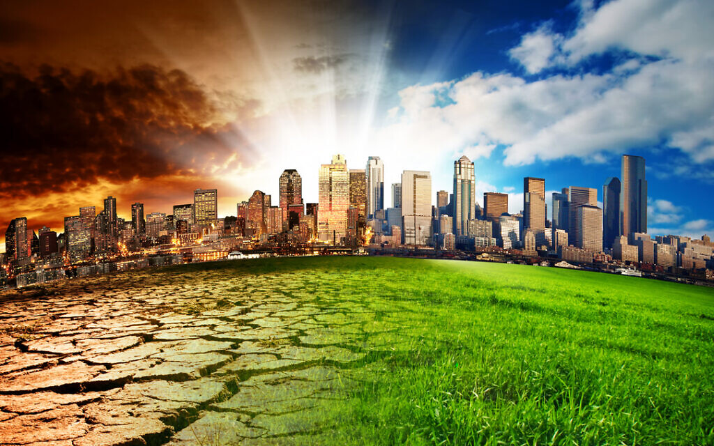 Illustration : Une ville montrant l'effet du changement climatique. (BenGoode via iStock by Getty Images)