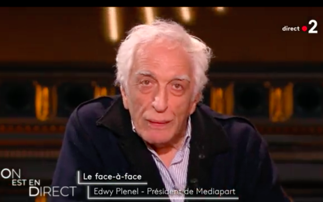 L’acteur Gérard Darmon dans l'émission « On est en direct » sur France 2, le 5 février 2022. (Crédit : capture d’écran « On est en direct »)