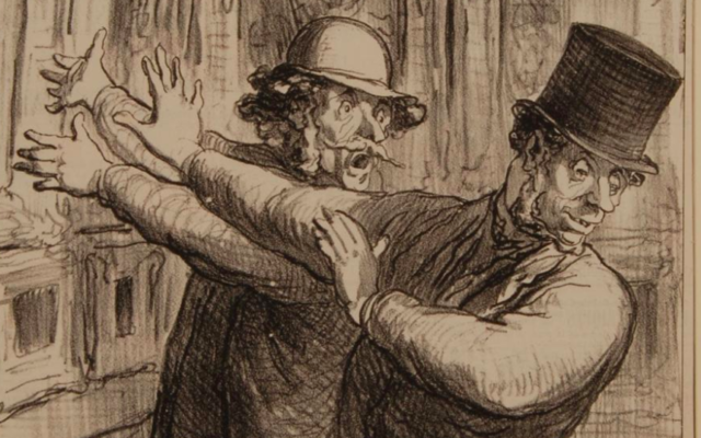 Gravure extraite de la série « Esquisses faites par Daumier au Salon », publiée dans « Le Charivari », le 22 juin 1865. (Legs de W. G. Russell Allen, Boston, par l'intermédiaire du ministère des Affaires étrangères. Photo : Peter Lanyi | B56.06.1431)