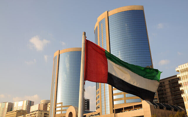 Un drapeau des Emirats Arabes Unis flottant à Dubaï. (typhonski via iStock par Getty Images)