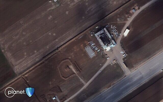 Sur cette image satellite du 18 février 2022, les dégâts causés à un site appartenant aux Gardiens iraniens de la révolution dans la province de  Kermanshah. (Crédit : Planet Labs PBC via Aurora Intel)