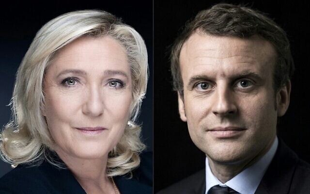 (MONTAGE) La candidate à la présidence du parti d'extrême droite français Marine Le Pen et le président français Emmanuel Macron. (Crédit : Joël Saget et Eric Feferberg / AFP)