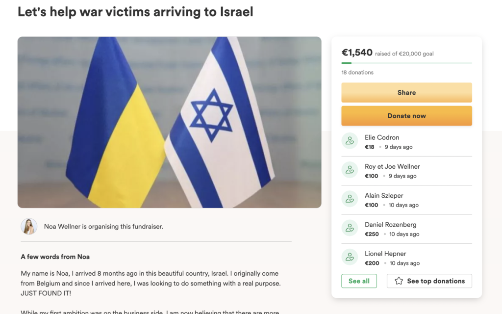Belgijska Ola wypuszcza kota, aby pomóc Ukraińcom przybywającym do Izraela