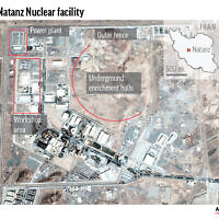 Natanz, dans la province centrale d’Ispahan, abrite la principale installation d’enrichissement de l’uranium du pays. (Crédit : AP)