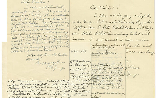 Une des nombreuses lettres de Carl Jung à son élève, le Dr Rivkah Schärf Kluger. (Crédit: Maison de vente aux enchères Kedem)
