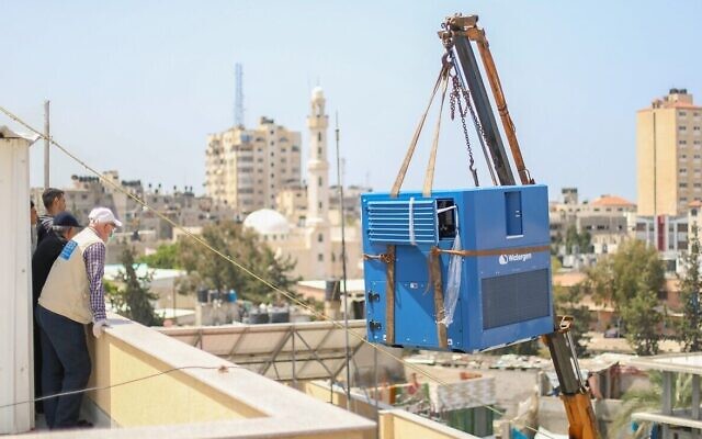 Un générateur à eau à partir de l'air de Watergen à Gaza, 2021. Illustration. (Crédit: Courtoisie)