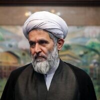 Hossein Taeb, ancien chef des renseignements des Gardiens de la révolution islamique (CGRI), lors d'une réunion à Téhéran, le 24 juin 2018. (Crédit: Hamed Malekpour/Tasnim News/AFP)