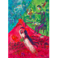 « Le peintre et les mariés aux trois couleurs » (1984) de Marc Chagall. (Crédit : Christie’s)