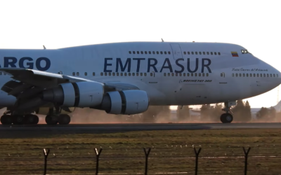 Illustration : Un Boeing 747 d'Emtrasur Cargo atterrit à Belgrade le 24 février 2022. (Capture d'écran/YouTube)